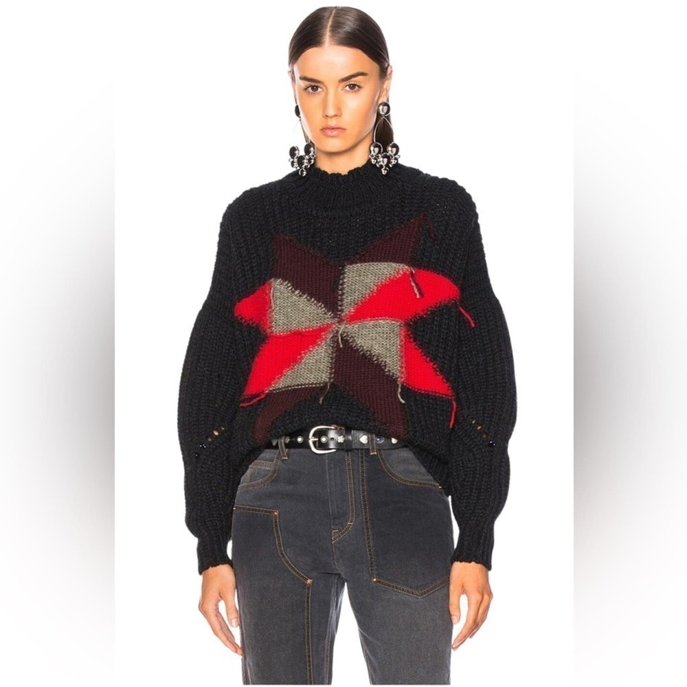 ISABEL MARANT Hanoi Sweater Wool Blend M Oversized Black Red
